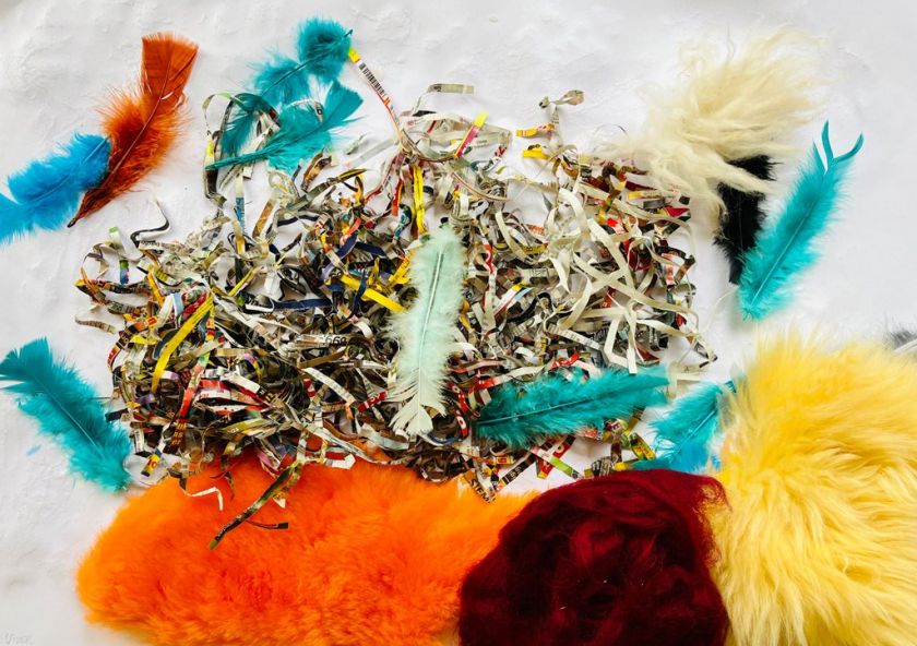 Fühlbild aus verschiedenen Materialien, abstrakt und bunt